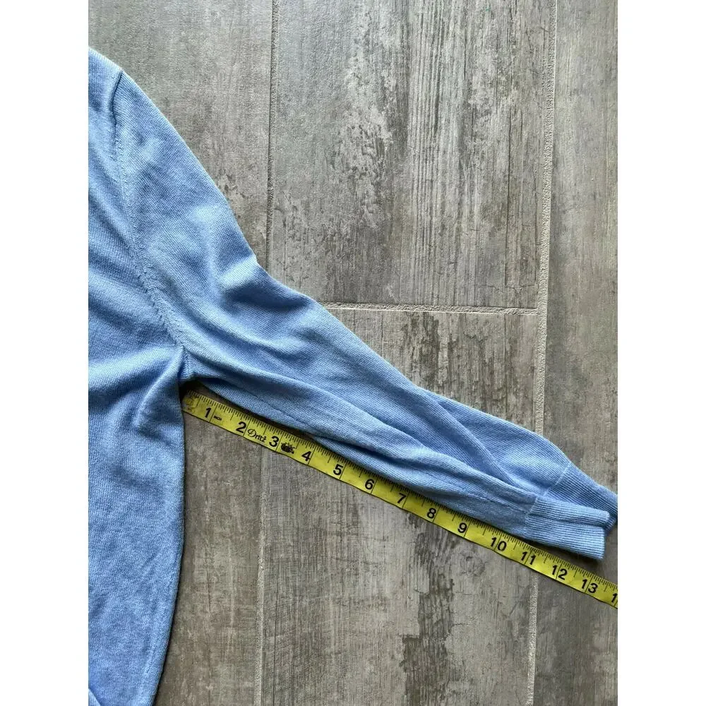 ANN TAYLOR Petites Periwinkle Lightweight Button Front Sweater Cardigan Blouse M - Picture 6 of 7